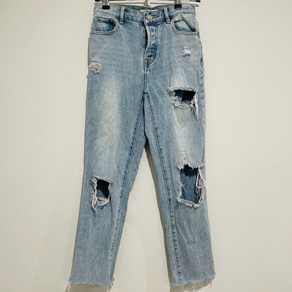PacSun Los Angeles Denim Ripped Jeans High Rise Straight Size 24 - Picture 1 of 8